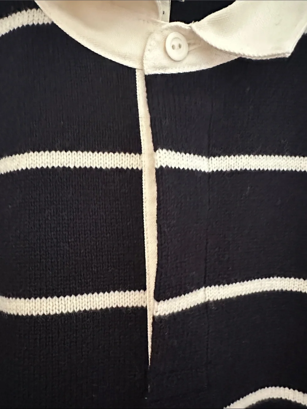 JCREW MENS Navy and White Striped Rugby Sweater size medium NWOT